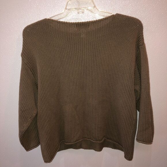 Chicos Design Womens XL 3 Green Knit 3/4 Sleeve Boat Neck Sweater Top Shirt - Picture 6 of 8